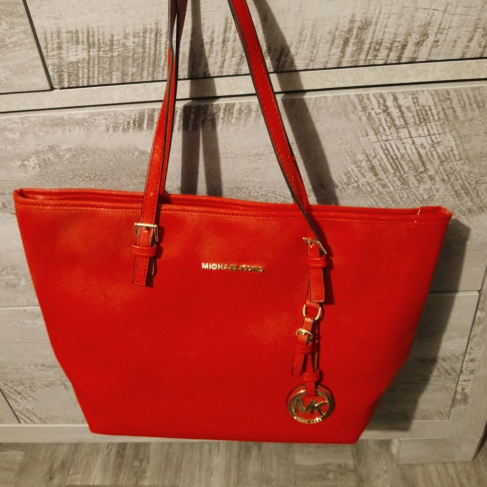 Red michael kors tote